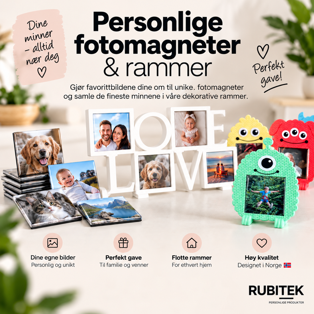 Personlige fotomagneter og rammer