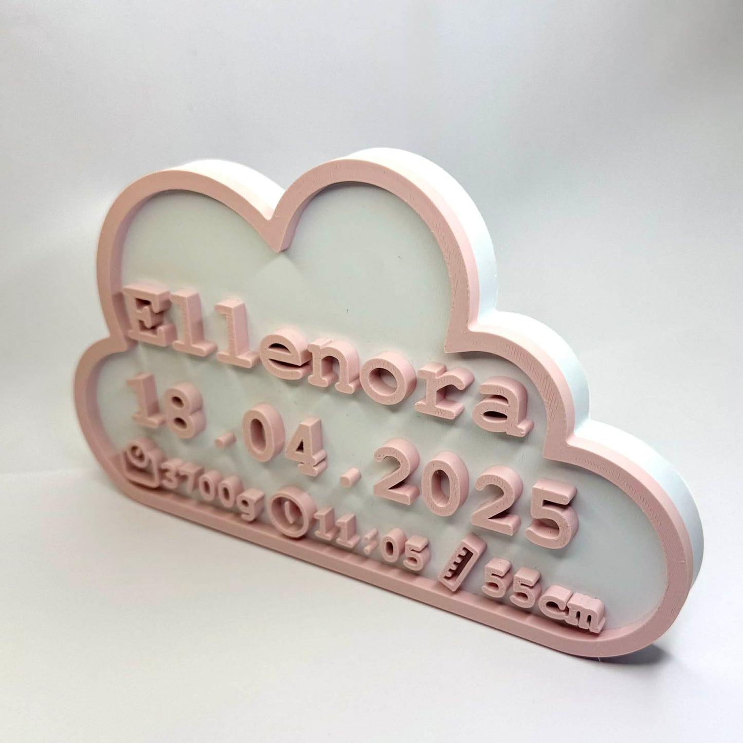 Personlig skydekorasjon med fødselsdetaljer